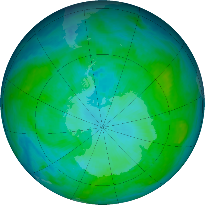 Antarctic ozone map for 04 January 1986